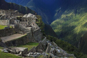 Sanctuary of Machu Picchu. Notice the green backdrop of the summer (wet) months.