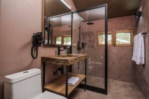 Twin tent bathroom