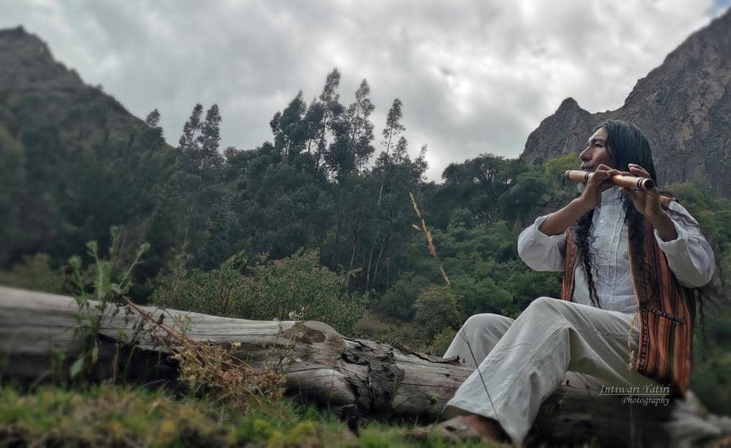 Master of music playing traditional flute