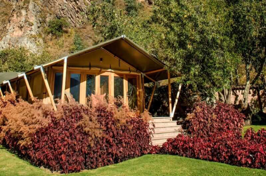 Family tent Las Qolqas in Ollantaytambo near Machu Picchu surrounded by nature