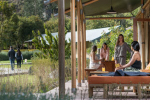 Group tent terrace view